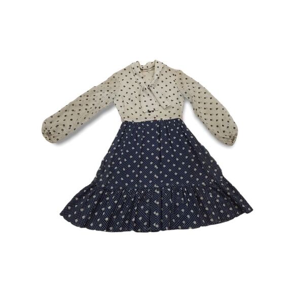 R&D ORIGINAL Women's Vintage Sheer Two Tone Polka Dot Dress. Size S. - Picture 6 of 11